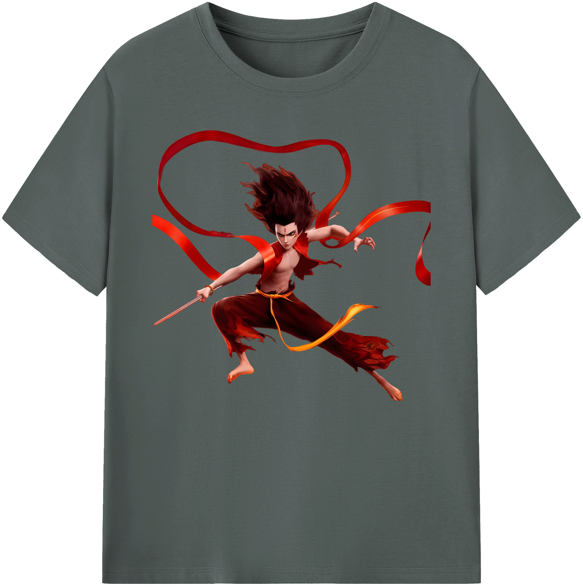 （画像用） Ne Zha 2 ナタ 魔童の大暴れ 綿100％ メンズ半袖Tシャツ｜肌触りやわらか＆通気性